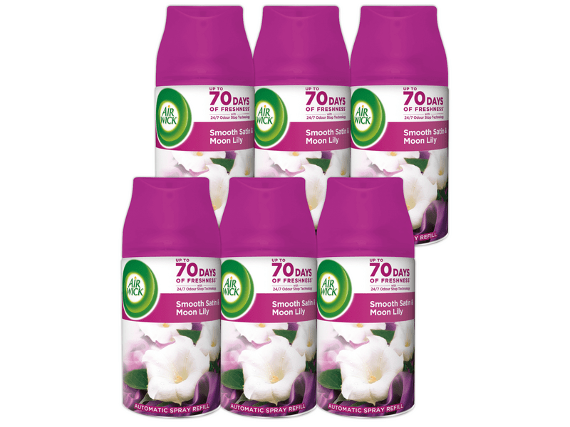 Air Wick Freshmatic Légfrissítő utántöltő, Bársonyos szatén és Éji liliom, 6 x 250 ml
