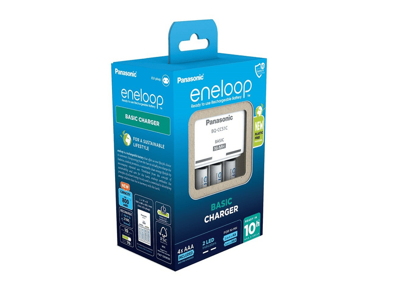 Eneloop K-KJ51MCD04E töltő + 4 db AAA 800mAh akku