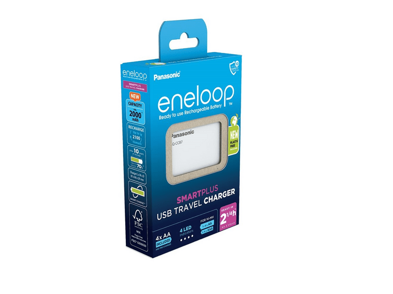 Panasonic eneloop K-KJ87MCD40USB akkumulátor töltő + 4db 2000mAh AA akku