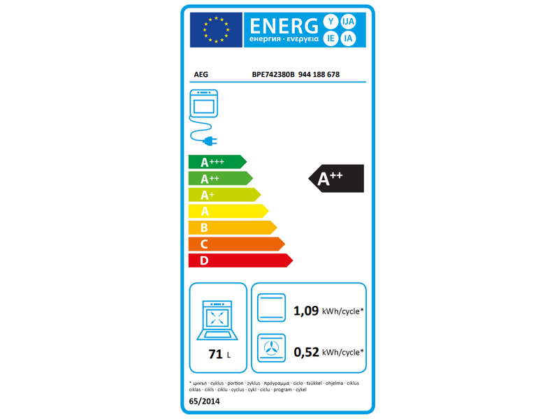 AEG BPE742380B Beépíthető sütő