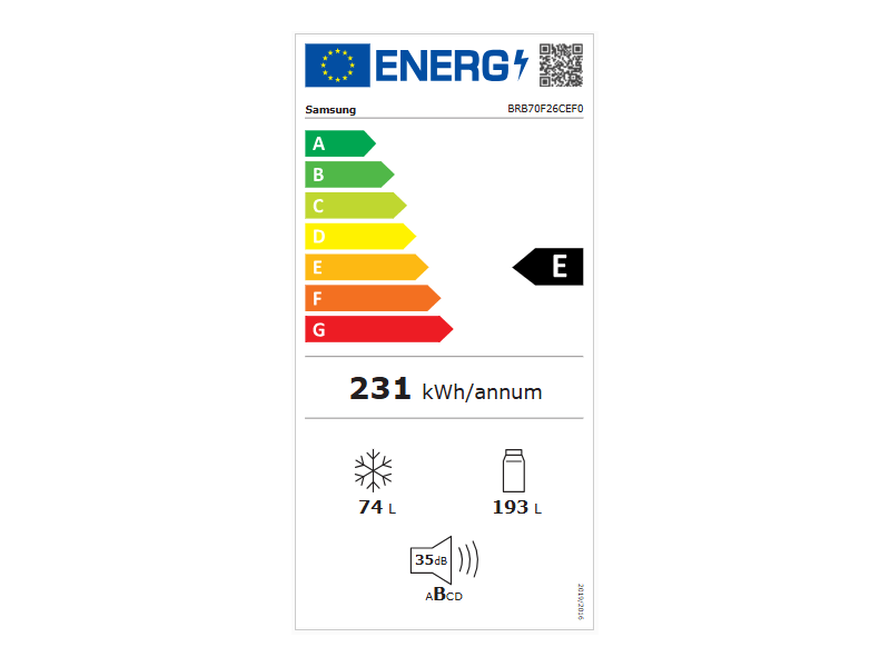 Samsung BRB70F26CEF0EO Beépíthető kombinált hűtőszekrény