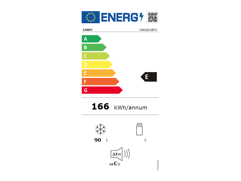 Álló fagyasztó, E, ezüst, 90l, manuális