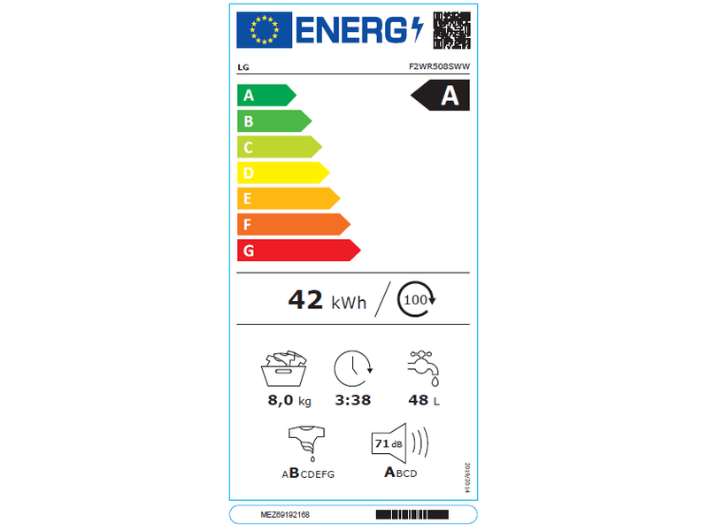 LG F2WR508SWW Elöltöltős keskeny mosógép