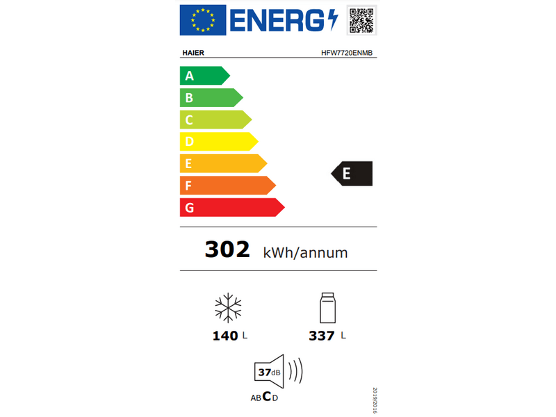 Haier HFW7720ENMB Alulfagyasztós kombinált hűtőszekrény