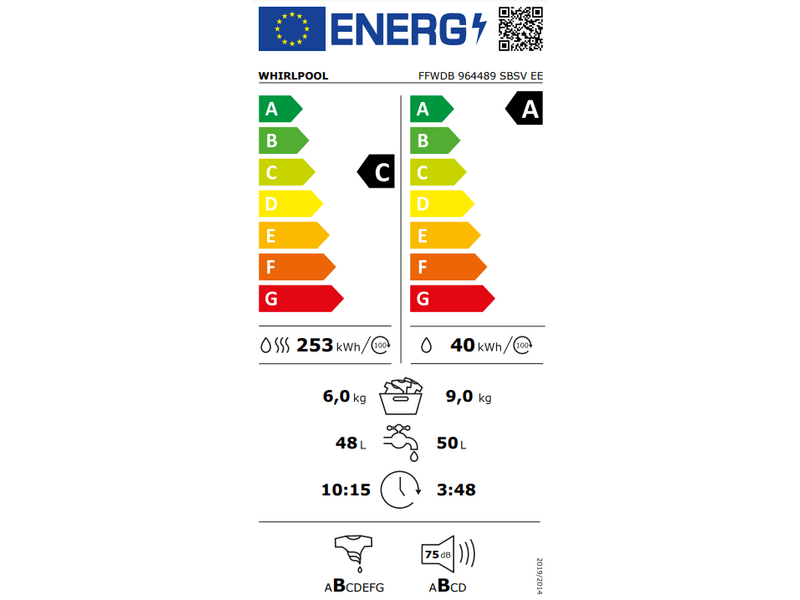 Whirlpool FFWDB 964489 SBSV EE Mosó- és szárítógép