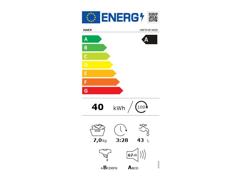 Haier HW70-B14929S Elöltöltős mosógép