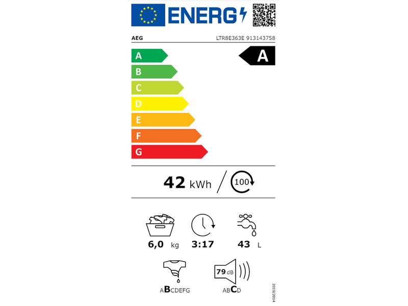 AEG LTR8E363E Powercare 8000 felültöltős mosógép, gőzfunkcióval