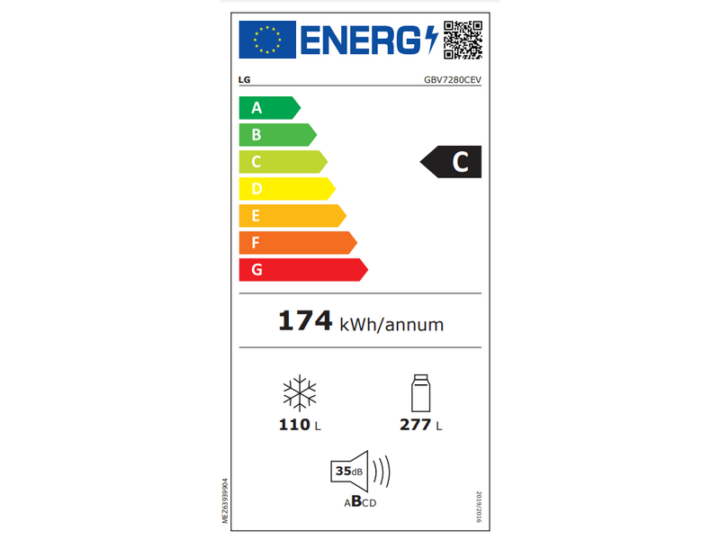 LG GBV7280CEV Alulfagyasztós kombinált hűtőszekrény