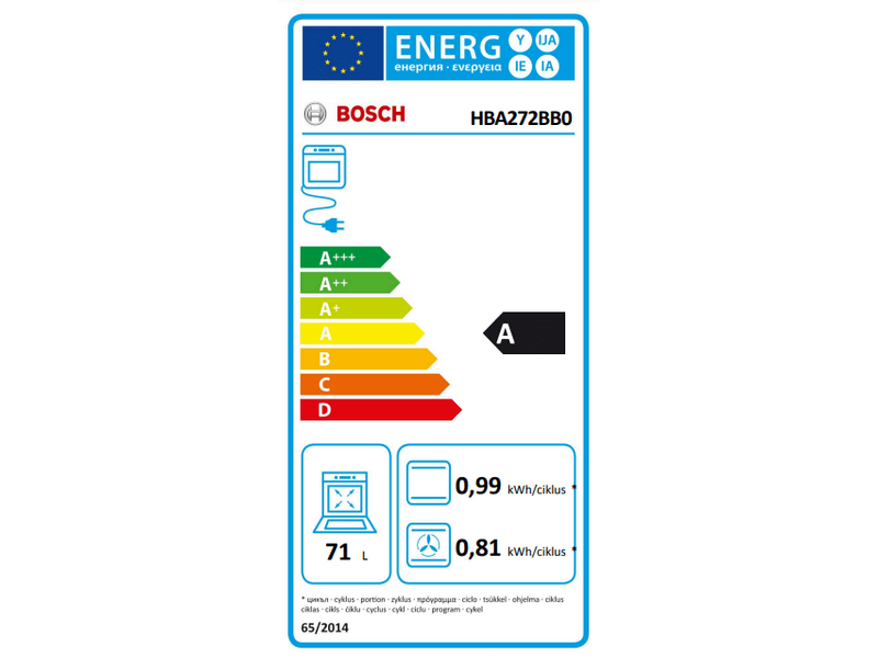 Bosch HBA272BB0 Beépíthető sütő
