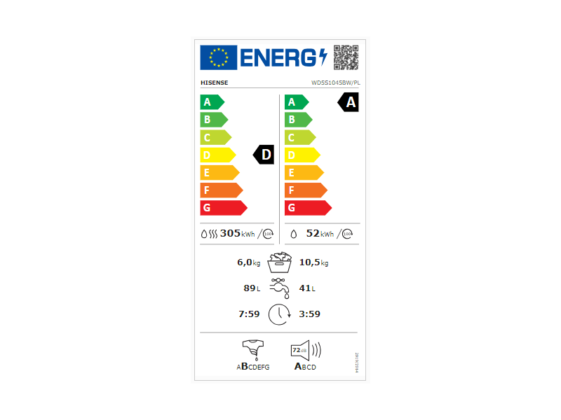 Hisense WD5S1045BW Mosó-szárítógép