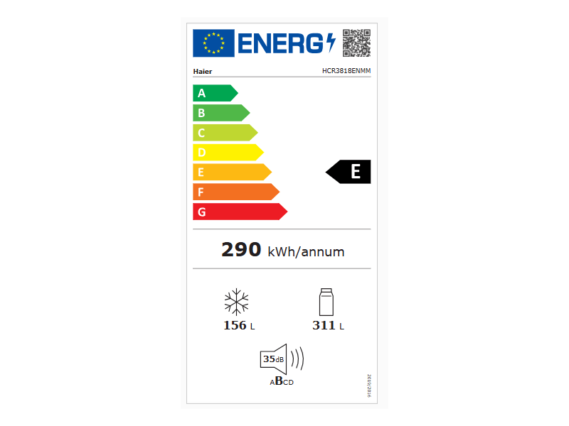 Haier HCR3818ENMM Cube 83 Series 3 Hűtőszekrény, inox