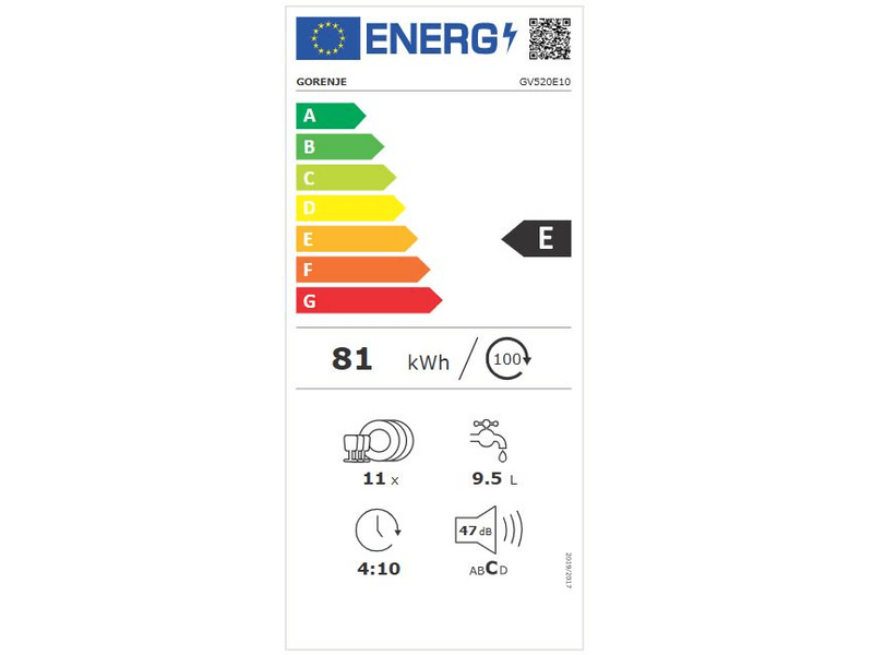 Gorenje GV520E10 Beépíthető mosogatógép