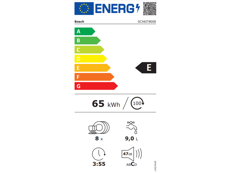 Bosch SCX6ITB00E Beépíthető kompakt mosogatógép