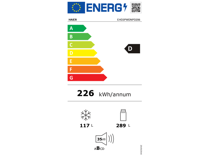 Haier EHD3PWDNPD206 Alulfagyasztós hűtőszekrény