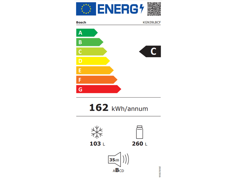Bosch KGN39LBCF Alulfagyasztós kombinált hűtőszekrény