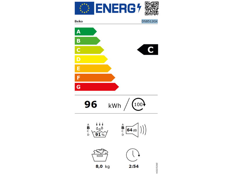 Beko DS8512GX Hőszivattyús szárítógép