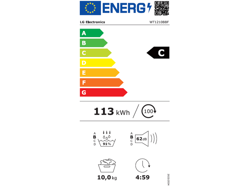 LG WT1210BBF Toranj perilice-sušilice rublja, crni