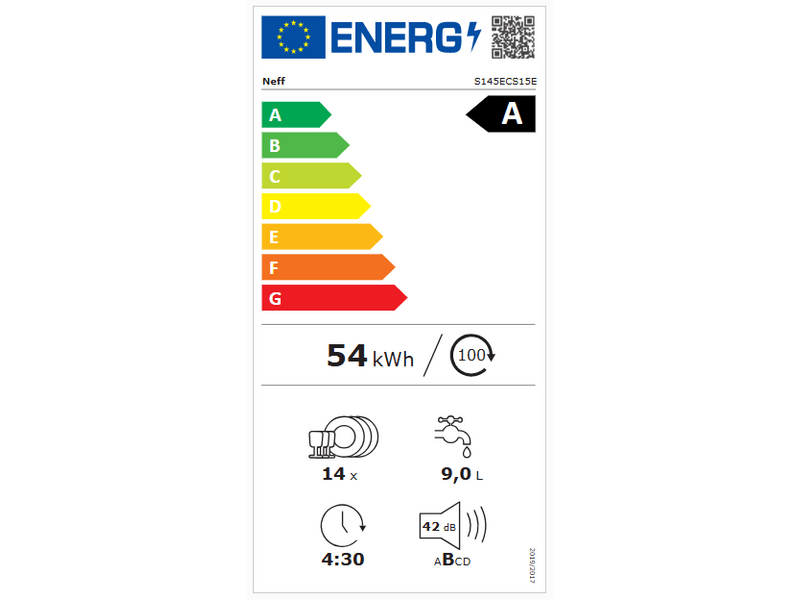 Neff S145ECS15E N 50 Félig beépíthető mosogatógép