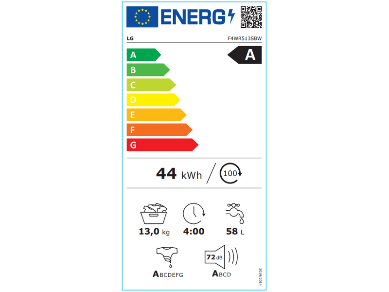 LG F4WR513SBW Elöltöltős gőzmosógép