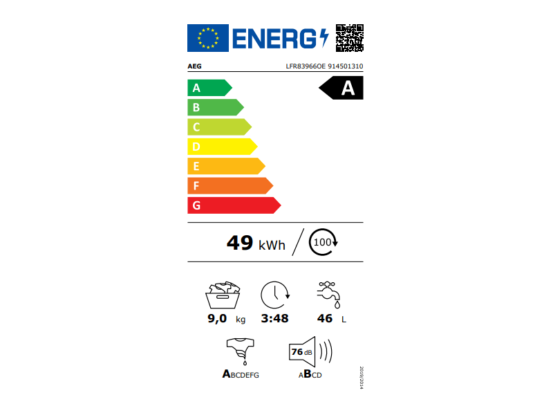 AEG LFR83966OE Elöltöltős Mosógép