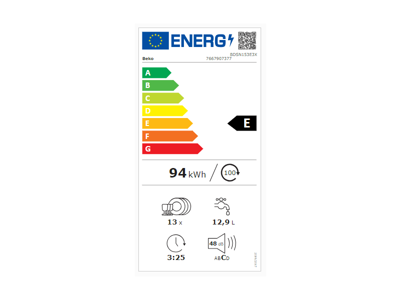 Beko BDSN153E3X Beépíthető mosogatógép