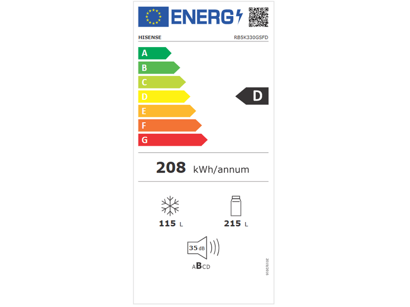 Hisense RB5K330GSFD Kombinált hűtőszekrény