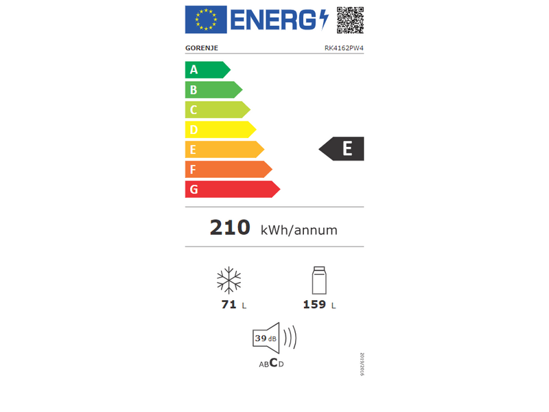 Gorenje RK4162PW4 Alulfagyasztós kombinált hűtőszekrény