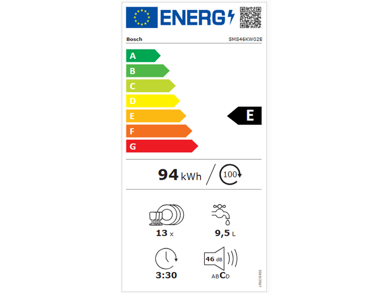 Bosch SMS46KW02E Serie 4 Szabadonálló mosogatógép, fehér