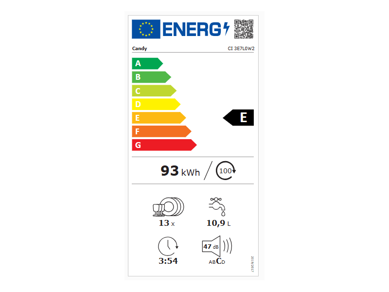 Candy CI3E7L0W2 ugradbena perilica posuđa