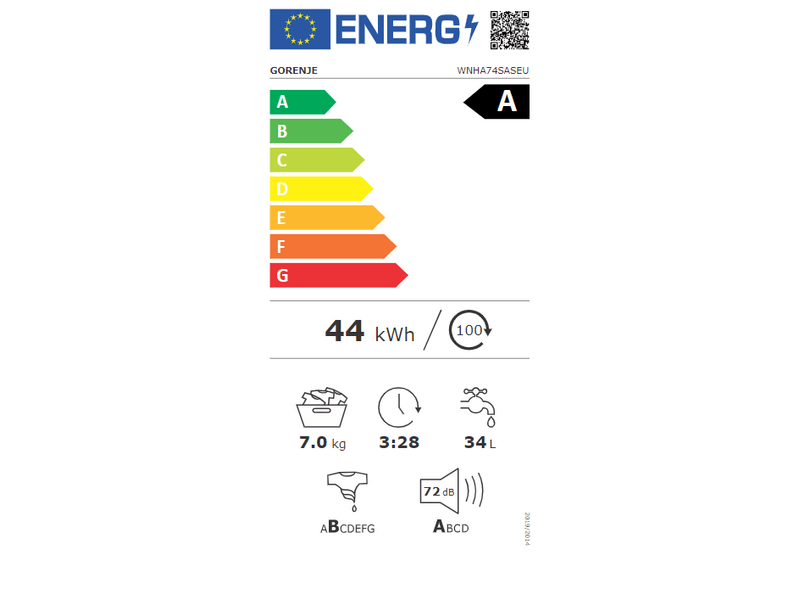 Gorenje WNHA74SASEU Perilica rublja s prednjim punjenjem