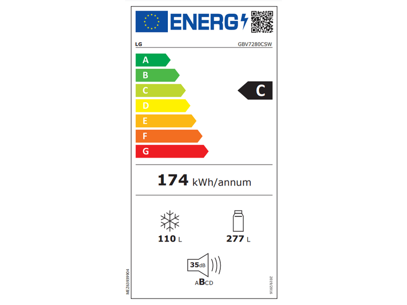 LG GBV7280CSW Alulfagyasztós kombinált hűtőszekrény