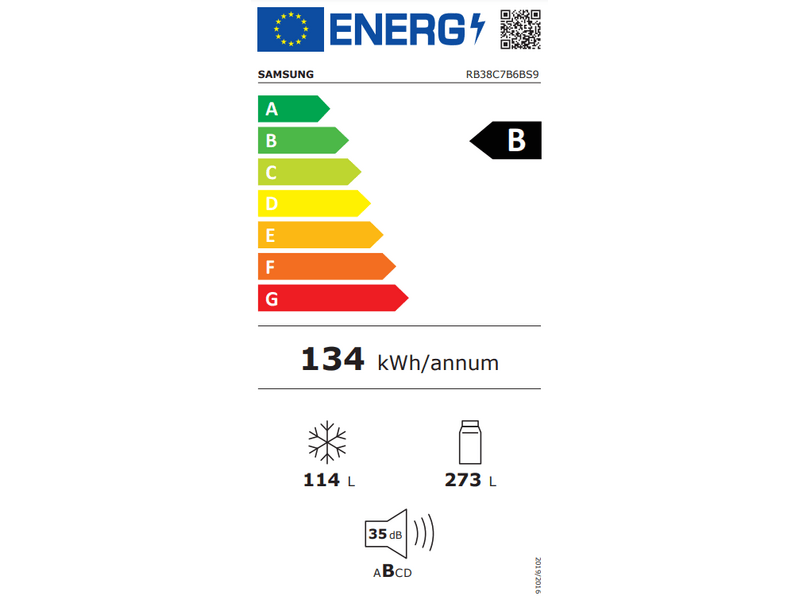 Samsung RB38C7B6BS9/EF Alulfagyasztós hűtőszekrény