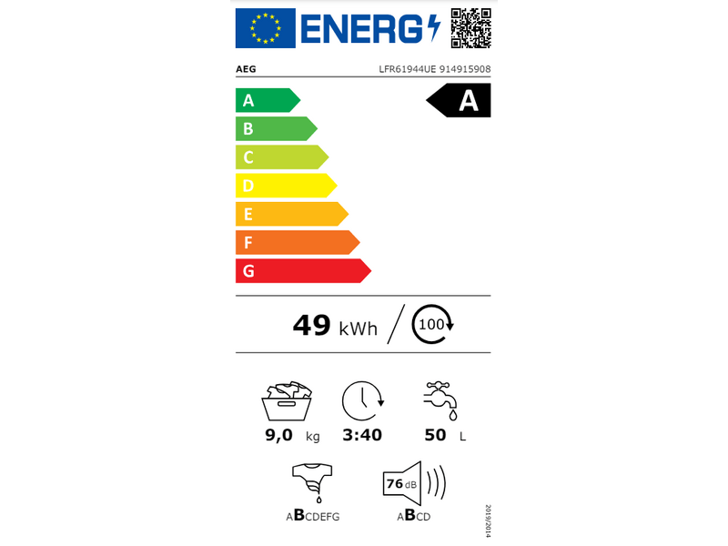 AEG LFR61944UE Prosense® 6000 elöltöltős mosógép