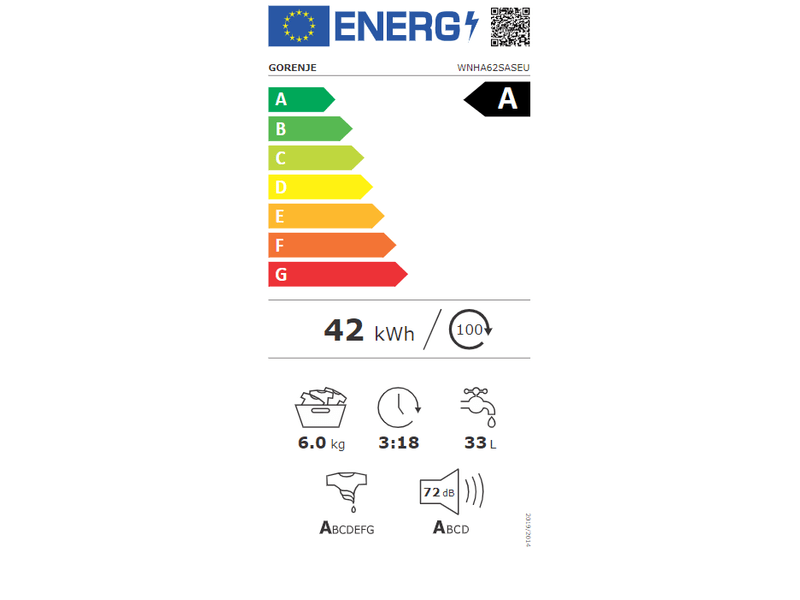 Gorenje WNHA62SASEU Elöltöltős keskeny mosógép