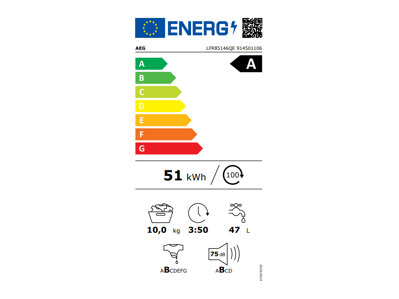 AEG LFR85146QE Elöltöltős mosógép, 10kg