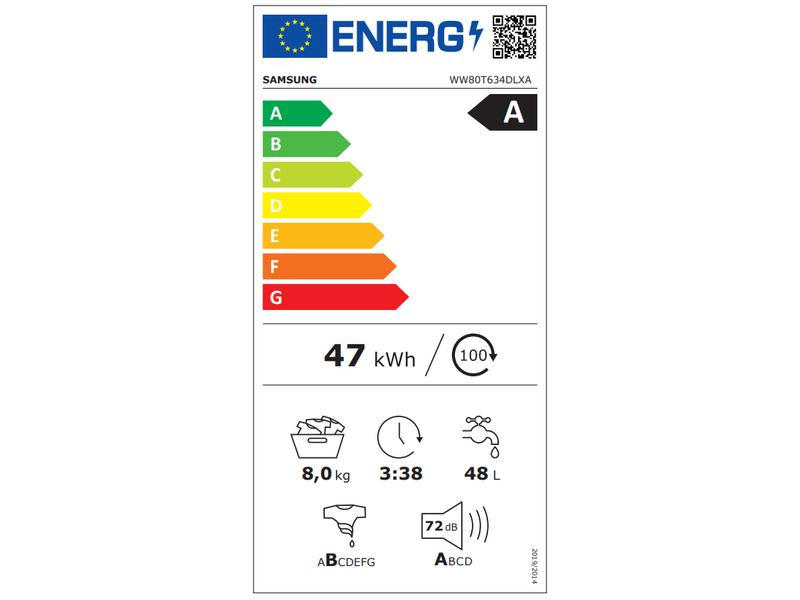 Samsung WW6300T WW80T634DLXAS6 Elöltöltős mosógép