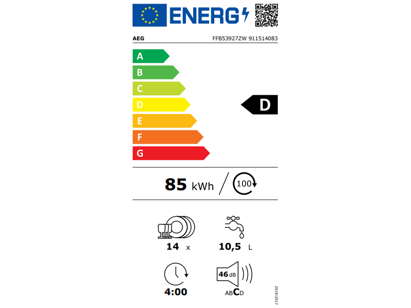 AEG FFB53927ZW Mosogatógép