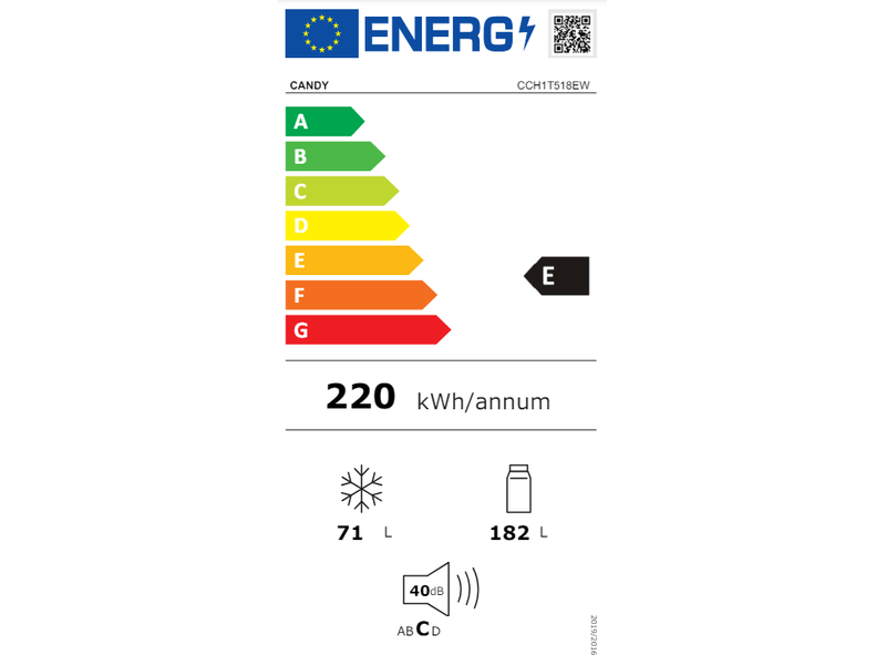 Alulfagyasztós hűtőszekrény,E,fehér,253l