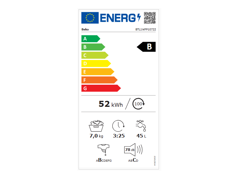 Beko BTL1WFP10722 Felültöltős mosógép