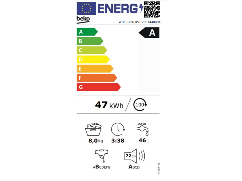 Beko WUE8726XST Elöltöltős mosógép