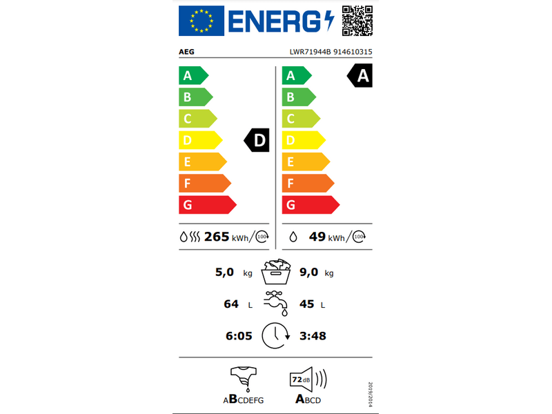 AEG LWR71944B Mosó- és szárítógép