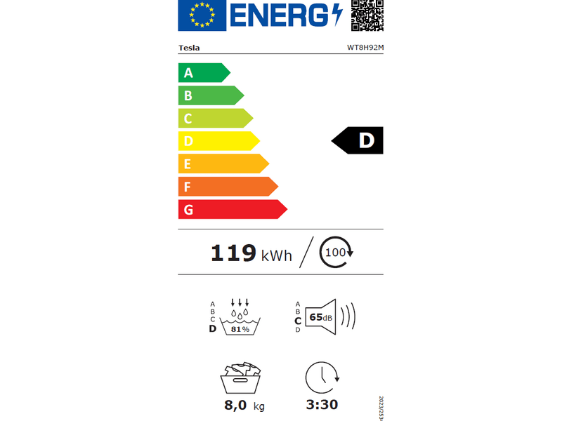 Tesla WT8H92M Hőszivattyús szárítógép