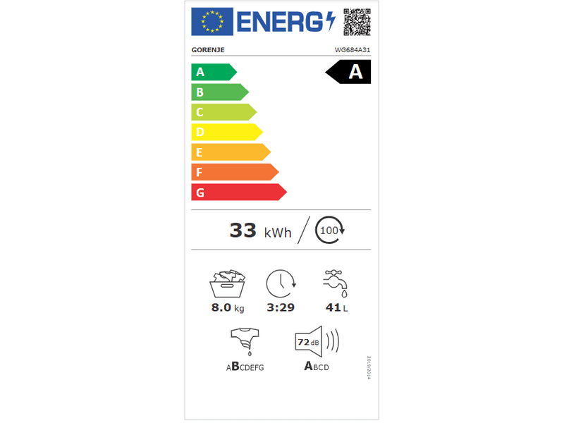 Gorenje WG684A31 Elöltöltős mosógép