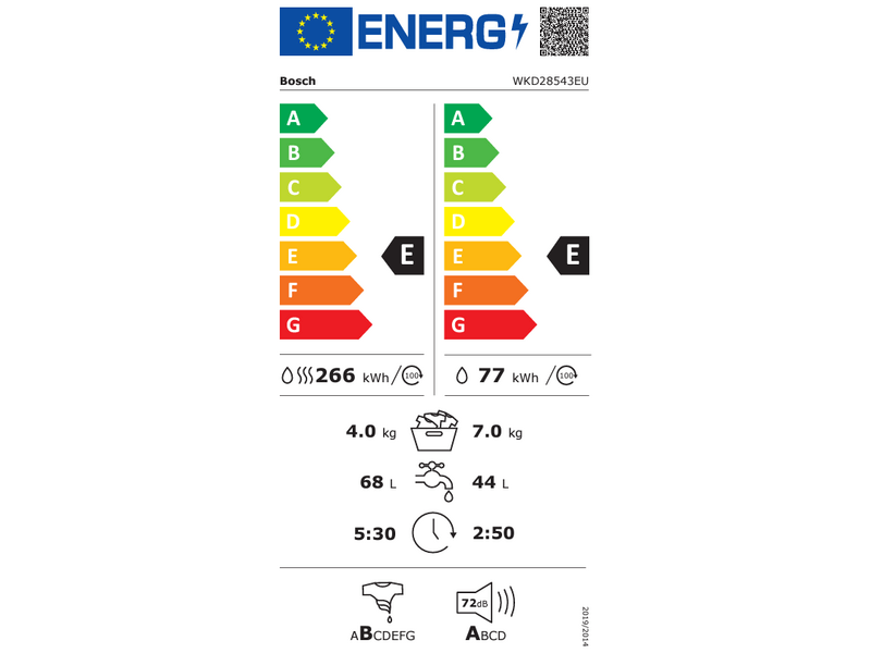Bosch WKD28543EU Beépíthető mosó-szárítógép