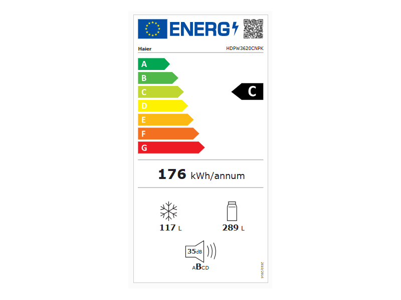 Haier HDPW3620CNPK 2D 60 Series 3 Pro Alulfagyasztós hűtőszekrény