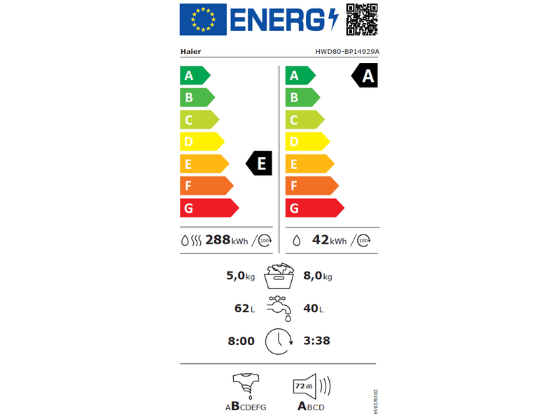 Haier HWD80-BP14929A-S Mosó-szárítógép