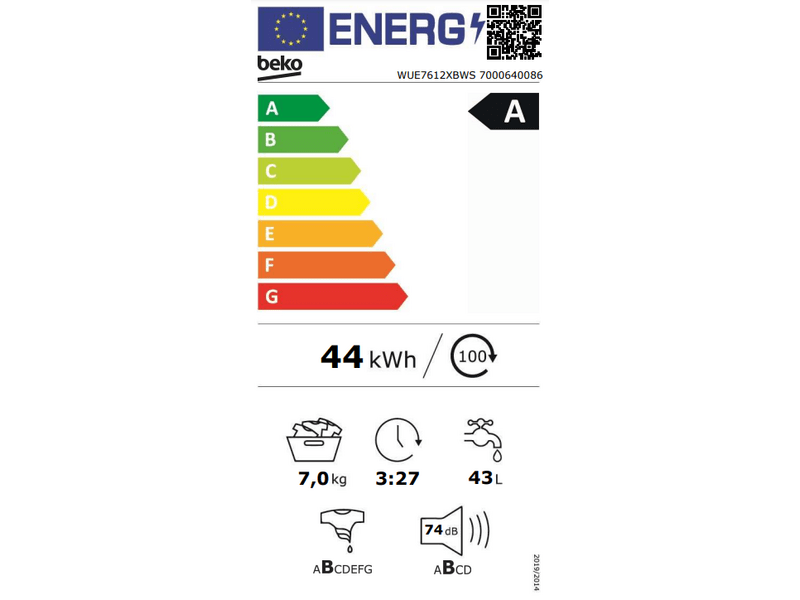 Beko WUE7612XBWS Elöltöltős mosógép