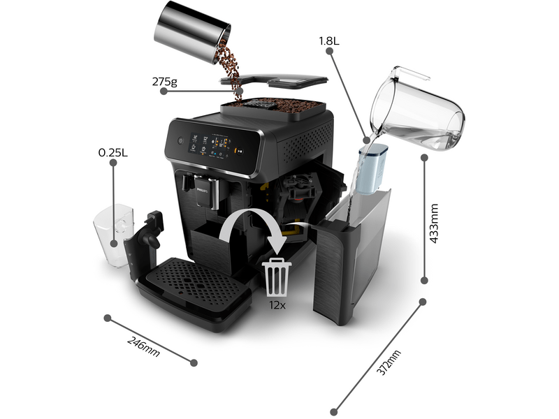 Philips Series 2200 LatteGo EP2230/10 Automata kávéfőző LatteGo tejhabosítóval