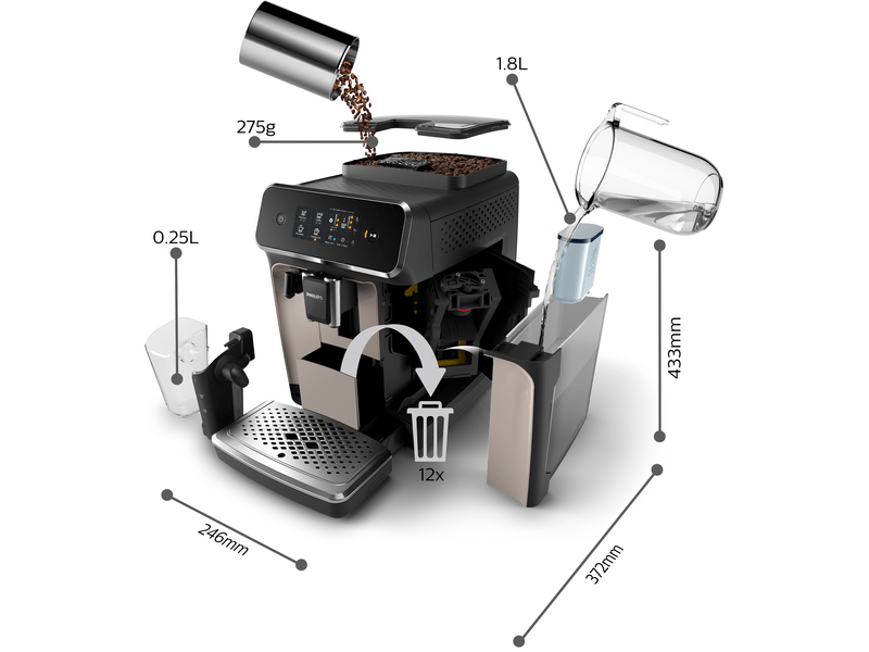 Philips EP2235/40 LatteGo Automata kávéfőző, Fekete