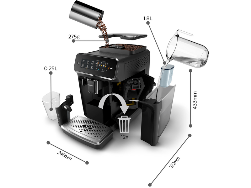 Philips Series 3200 LatteGo EP3241/50 Automata kávéfőző tejhabosítóval